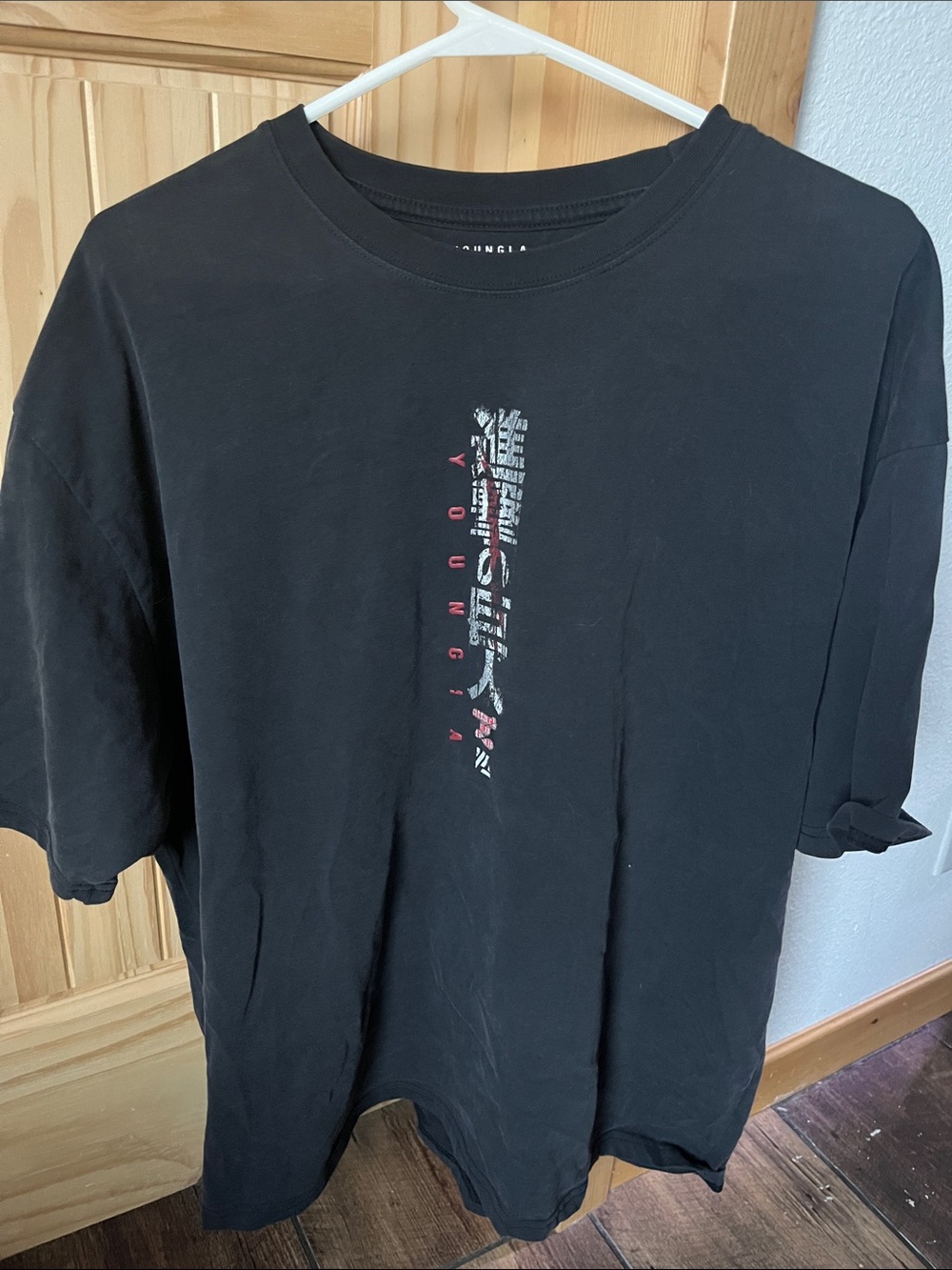 YoungLA Black Short Sleeve Tee with Attack on Titan Graphic